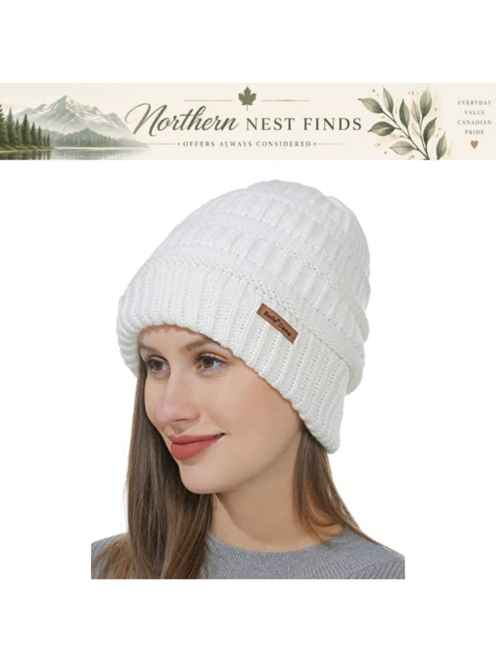 Cable Knit Winter Beanie Hat Fleece Lined Slouchy Toque Skull Cap